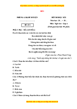 Đề thi cuối kì 1 Ngữ văn 6 Kết nối tri thức (đề 1)