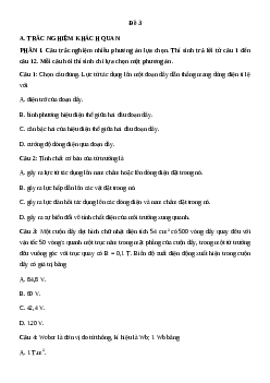 Đề thi Giữa kì 2 Vật lí 12 Chân trời sáng tạo (Đề 3)