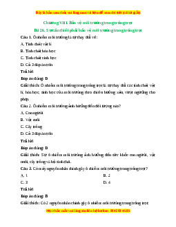 Trắc nghiệm Bài 26: Sự cần thiết phải bảo vệ môi trường trong trồng trọt