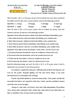Đề thi vào 10 Tiếng Anh Tỉnh Đắc Lắc năm 2023-2024