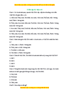 Trắc nghiệm Hệ mặt trời KHTN 6 Kết nối tri thức