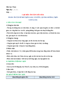 Giáo án Ôn tập số đo thời gian, vận tốc, quãng đường, thời gian Toán lớp 5 Chân trời sáng tạo