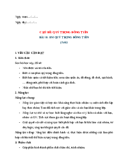 Giáo án Bài 11 Đạo đức lớp 4 Cánh diều: Em quý trọng đồng tiền