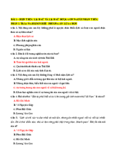 Trắc nghiệm Bài 1: Hiện thực lịch sử và nhận thức lịch sử Lịch sử 10 Đúng-Sai 2025
