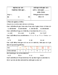 Đề thi cuối kì 1 Toán lớp 4 Chân trời sáng tạo - Đề 15
