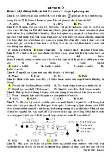 Đề thi thử tốt nghiệp Sinh học 2025 trường THPT Quang Trung - Bình Phước