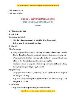 Giáo án Bài 1 Đạo đức lớp 4 Cánh diều: Người lao động quanh em