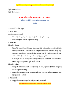 Giáo án Bài 1 Đạo đức lớp 4 Cánh diều: Người lao động quanh em