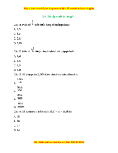 Trắc nghiệm tổng hợp Chương 7 Toán 6 Kết nối tri thức