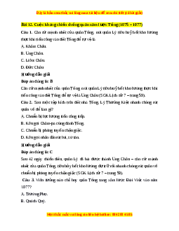 Trắc nghiệm Lịch sử 7 Bài 12 Kết nối tri thức: Cuộc kháng chiến chống quân lược Tống (1075 - 1077)