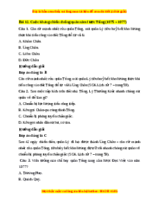 Trắc nghiệm Lịch sử 7 Bài 12 Kết nối tri thức: Cuộc kháng chiến chống quân lược Tống (1075 - 1077)