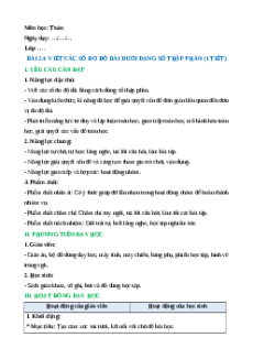 Giáo án Viết các số đo độ dài dưới dạng số thập phân Toán lớp 5 Chân trời sáng tạo