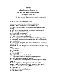 Đề thi giữa kì 1 Tin học 9 Chân trời sáng tạo (Đề 2)