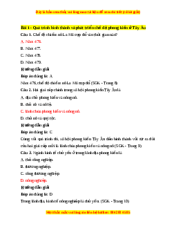 Trắc nghiệm Lịch sử 7 Bài 1 Chân trời sáng tạo: Quá trình hình thành và phát triển chế độ phong kiến ở Tây Âu