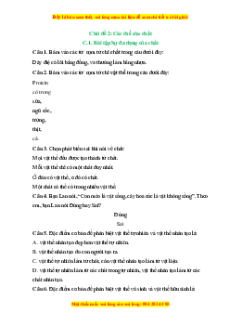 Trắc nghiệm Sự đa dạng và các thể cơ bản của chất. Tính chất của chất KHTN 6 Chân trời sáng tạo