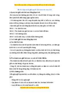 Lý thuyết Tin học 10 Cánh diều Bài 18: Lập trình giải quyết bài toán trên máy tính