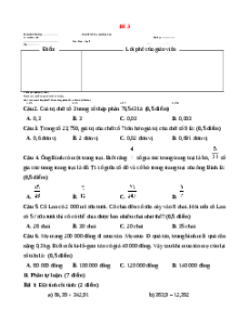 Đề thi Cuối kì 1 Toán lớp 5 Chân trời sáng tạo (Đề 3)