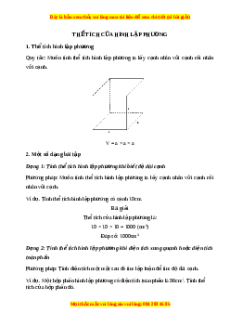 Lý thuyết Thể tích hình lập phương Toán 5
