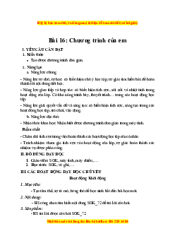 Giáo án Bài 16 Tin học lớp 4 Kết nối tri thức: Chương trình của em