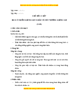 Giáo án Bài 6 Khoa học lớp 4 (Chân trời sáng tạo): Ô nhiễm không khí và bảo vệ môi trường không khí