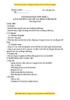 Giáo án Bài 18 Công nghệ cơ khí 11 Kết nối tri thức: Nguyên lí làm việc của động cơ đốt trong