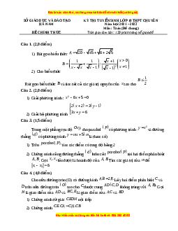 Đề thi vào 10 môn Toán tỉnh Hà Nam năm 2022