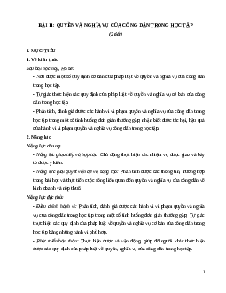 Giáo án Bài 11: Quyền và nghĩa vụ của công dân trong học tập KTPL 12 Kết nối tri thức