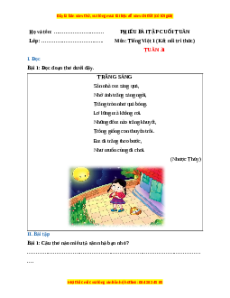 Bài tập cuối tuần Tiếng việt lớp 1 Tuần 31 Kết nối tri thức (có lời giải)