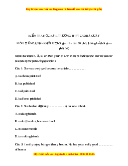 Đề thi cuối kì 2 Tiếng Anh lớp 12 trường THPT Cao Bá Quát năm 2023