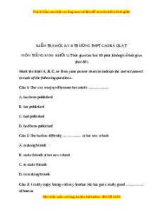 Đề thi cuối kì 2 Tiếng Anh lớp 12 trường THPT Cao Bá Quát năm 2023