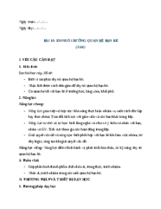 Giáo án Bài 10 Đạo đức lớp 4 Cánh diều: Em nuôi dưỡng quan hệ bạn bè