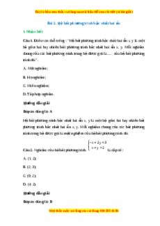 Trắc nghiệm Hệ bất phương trình bậc nhất hai ẩn Toán 10 Cánh diều