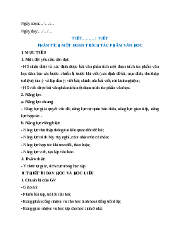 Giáo án Phân tích một đoạn trích tác phẩm văn học Ngữ Văn 9 Cánh diều