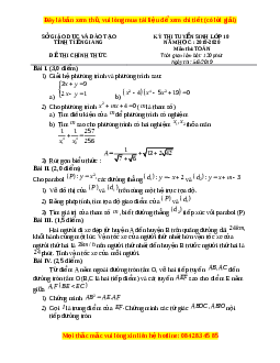 Đề thi vào 10 môn Toán tỉnh Tiền Giang năm 2020