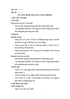 Giáo án Ôn tập chủ đề Sinh vật và môi trường Khoa học lớp 5 Cánh diều