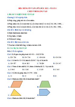 Đề cương ôn tập giữa học kì 2 Toán lớp 4 Chân trời sáng tạo