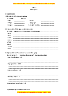 Bài tập Unit 4: At school Tiếng Anh 7 - Mai Lan Hương