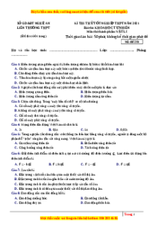 Đề thi thử Vật Lí trường Nghệ An năm 2021