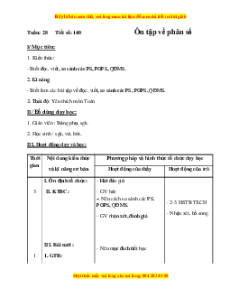 Giáo án Bài 140 Toán lớp 5: Ôn tập về phân số