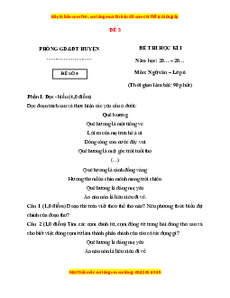 Đề thi cuối kì 1 Ngữ văn 6 Cánh diều (đề 5)