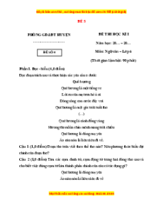 Đề thi cuối kì 1 Ngữ văn 6 Cánh diều (đề 5)