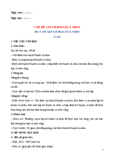 Giáo án Bài 9: Em lập kế hoạch cá nhân Đạo đức lớp 5 Chân trời sáng tạo