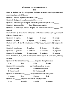 Đề thi Cuối kì 1 Tiếng Anh 12 Ilearn Smart world (Đề 4 kèm file nghe)