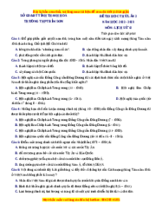 Đề thi thử Lịch sử trường Bỉm Sơn - Thanh Hóa năm 2023