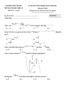 Đề thi thử tốt nghiệp Toán trường THPT Quang Trung & Thanh Miện năm 2024