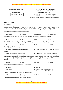 Đề thi thử Hóa Học trường Vũng Tàu năm 2021
