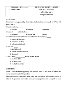 Đề thi Cuối kì 1 Tiếng Anh 9 Global success (Đề 5 kèm file nghe)