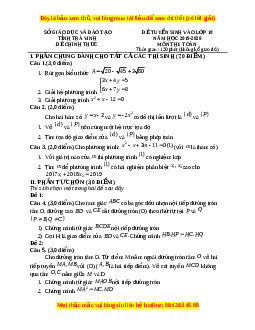 Đề thi vào 10 môn Toán tỉnh Trà Vinh năm 2020