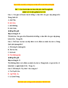 Trắc nghiệm Lịch sử 7 Bài 7 Chân trời sáng tạo: Các thành tựu văn hóa chủ yếu của Trung Quốc từ thế kỉ VII đến giữa thế kỉ XIX