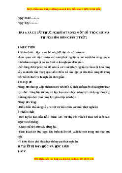 Giáo án Xác suất thực nghiệm trong một trò chơi và thí nghiệm đơn giản Toán 6 Cánh diều
